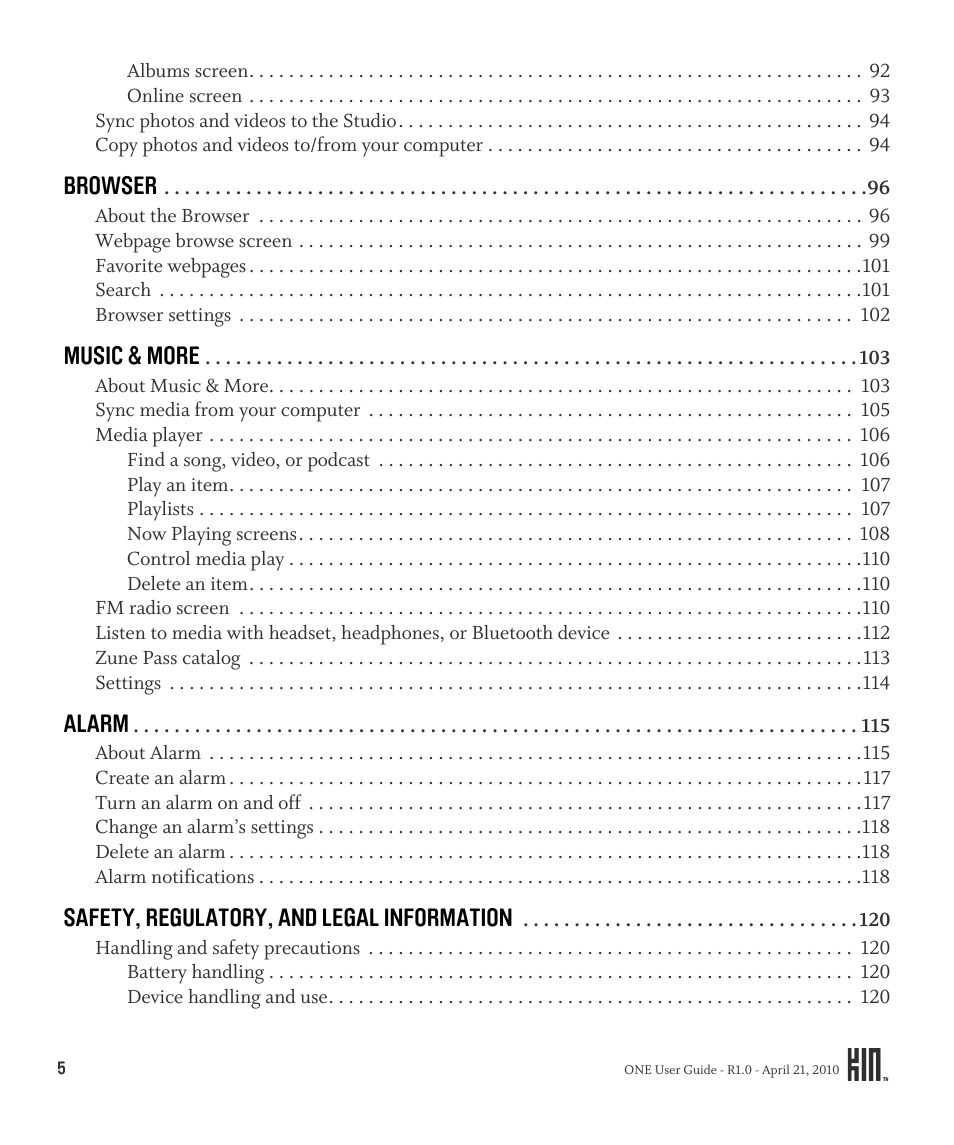 Sharp KIN One OMPB10ZU User Manual | Page 5 / 155