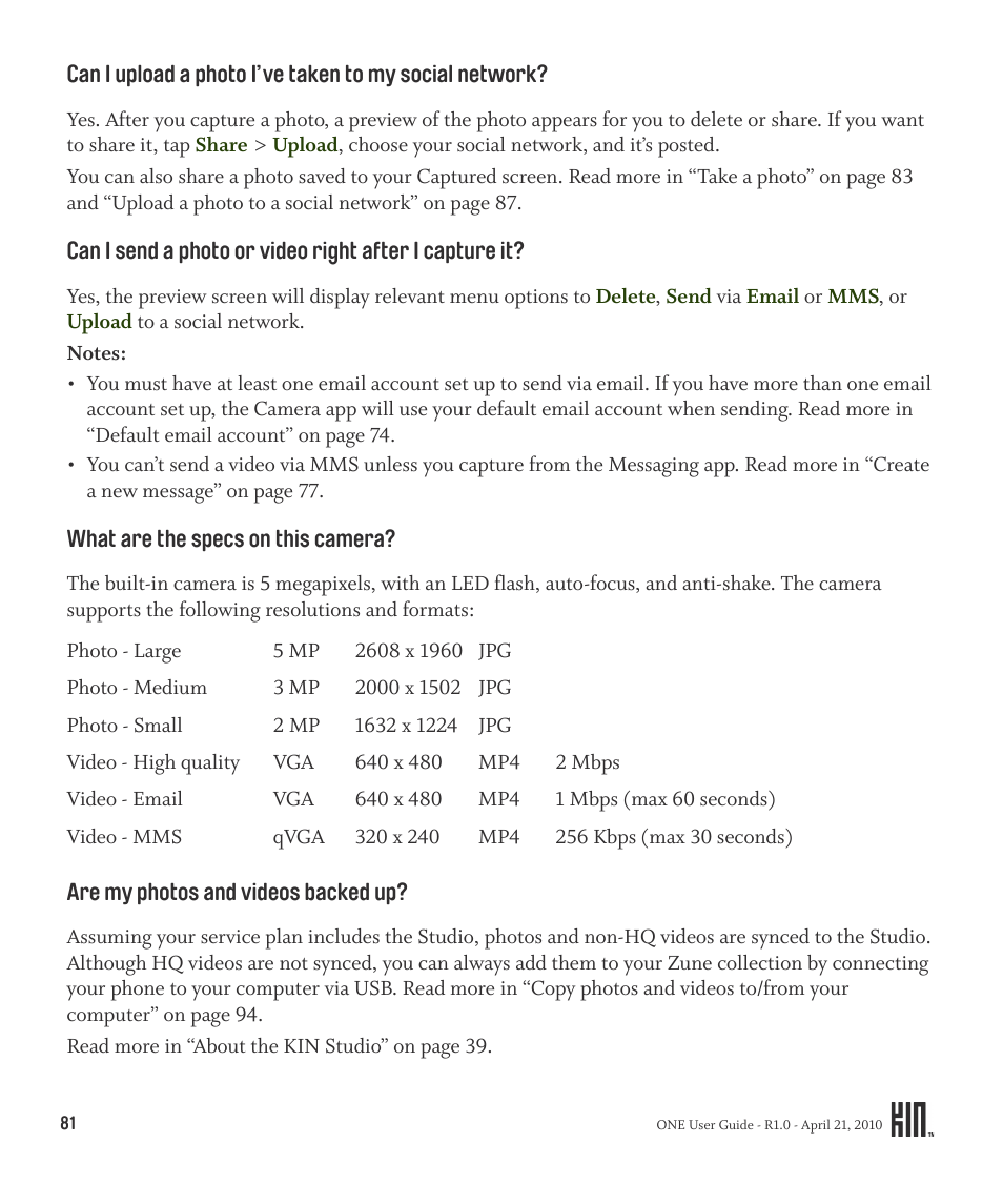 Sharp KIN One OMPB10ZU User Manual | Page 81 / 155