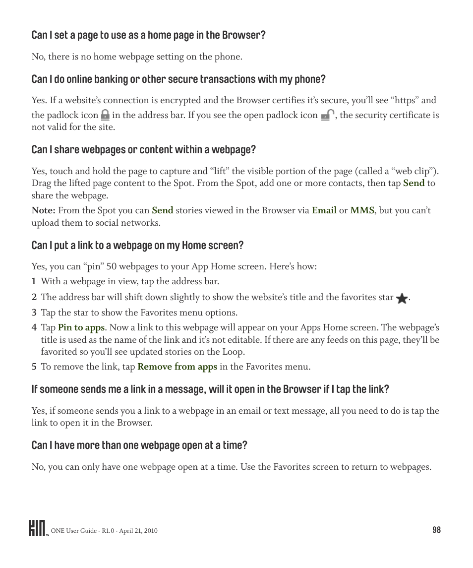 Sharp KIN One OMPB10ZU User Manual | Page 98 / 155