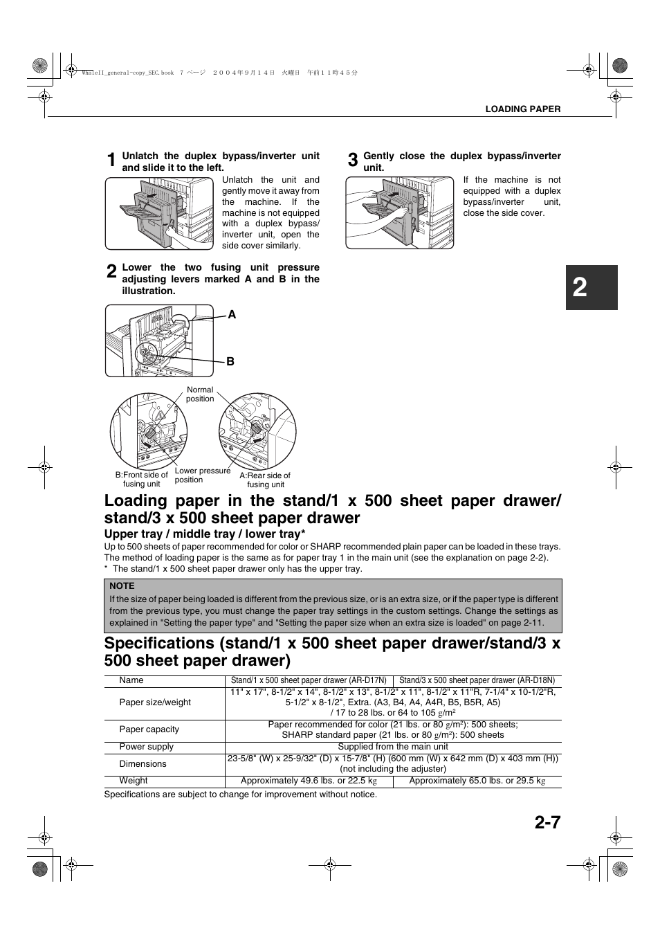 Upper tray / middle tray / lower tray | Sharp AR-BC320 User Manual | Page 29 / 140
