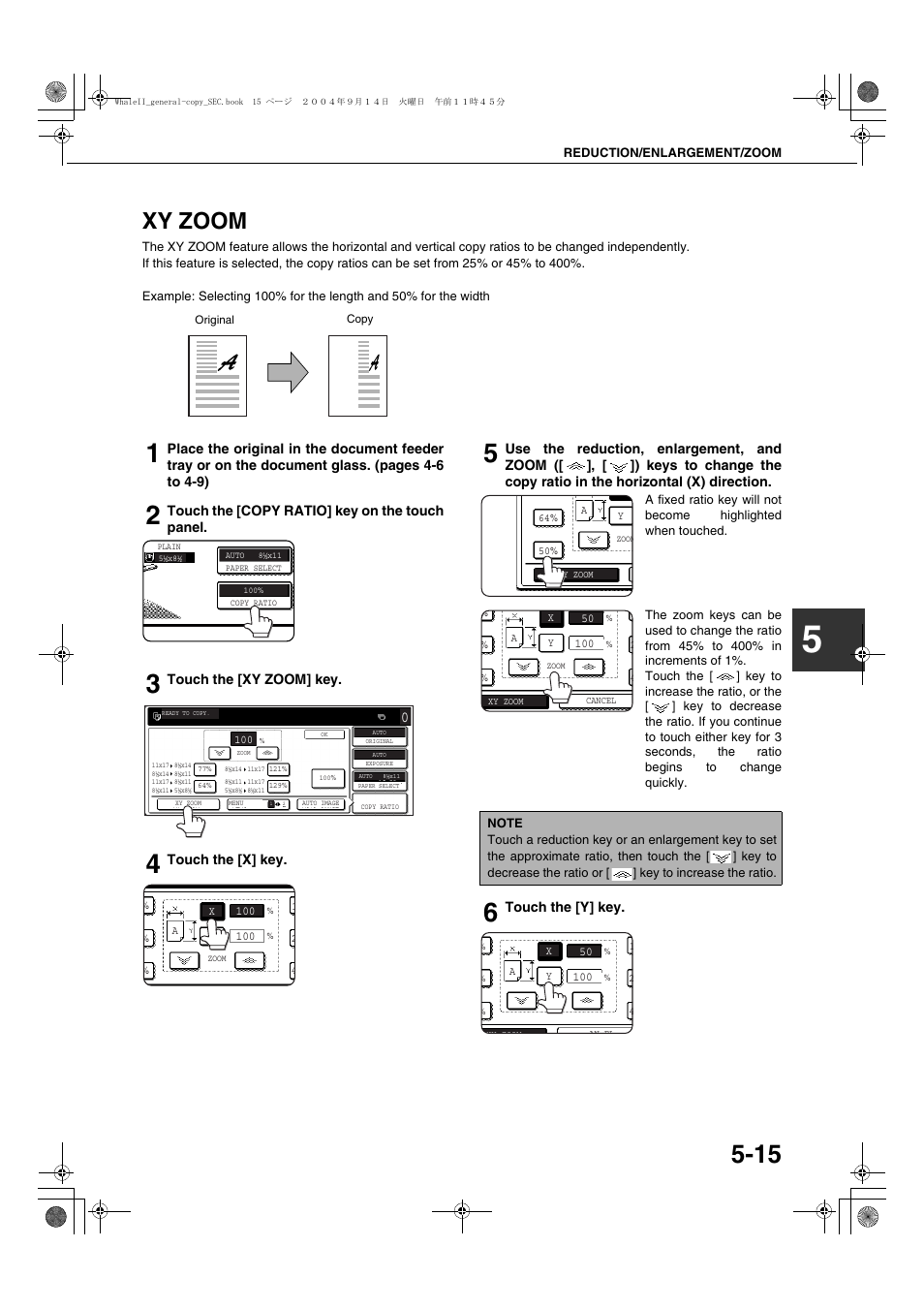 Xy zoom, Xy zoom -15 | Sharp AR-BC320 User Manual | Page 93 / 140