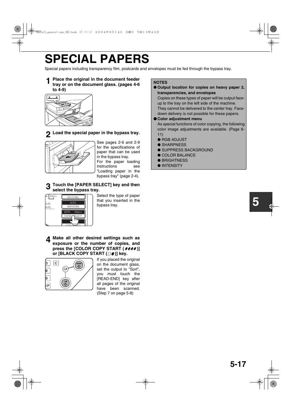 Special papers, Special papers -17, 5special papers | Sharp AR-BC320 User Manual | Page 95 / 140