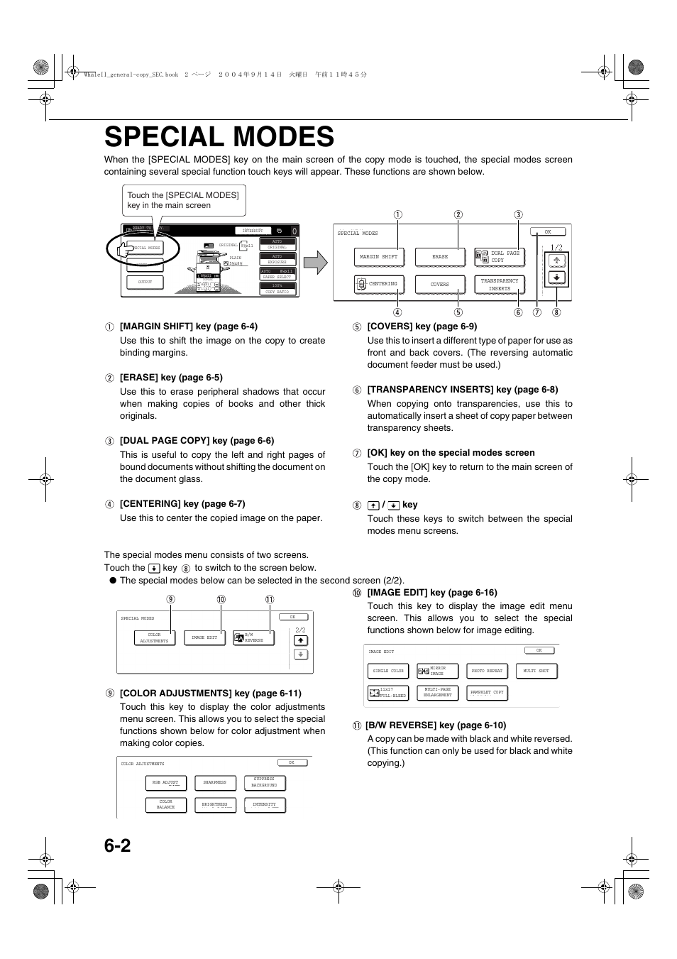 Special modes, Special modes -2, E 6-2) | Sharp AR-BC320 User Manual | Page 98 / 140