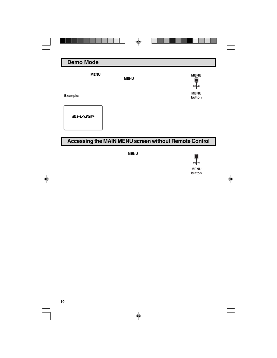 Demo mode | Sharp 32F543 User Manual | Page 10 / 47