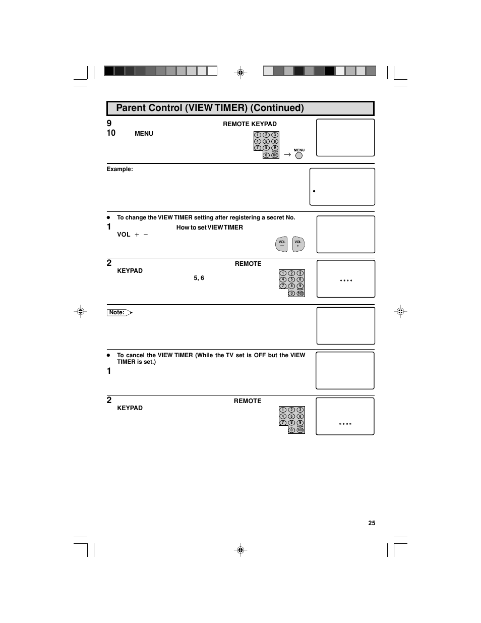 Parent control (view timer) (continued) | Sharp 32F543 User Manual | Page 25 / 47