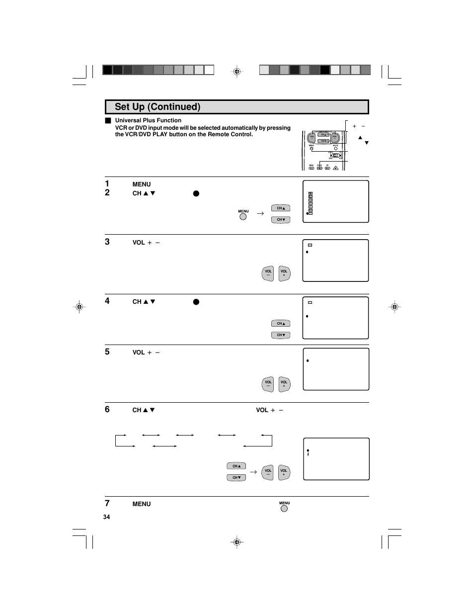 Set up (continued) | Sharp 32F543 User Manual | Page 34 / 47