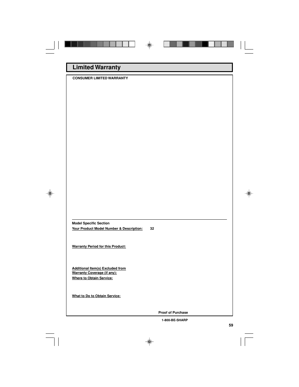 Limited warranty | Sharp 32F543 User Manual | Page 47 / 47