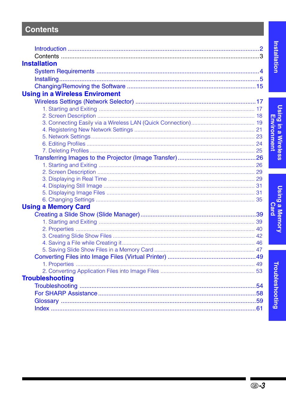 Sharp PG-M25X User Manual | Page 3 / 62