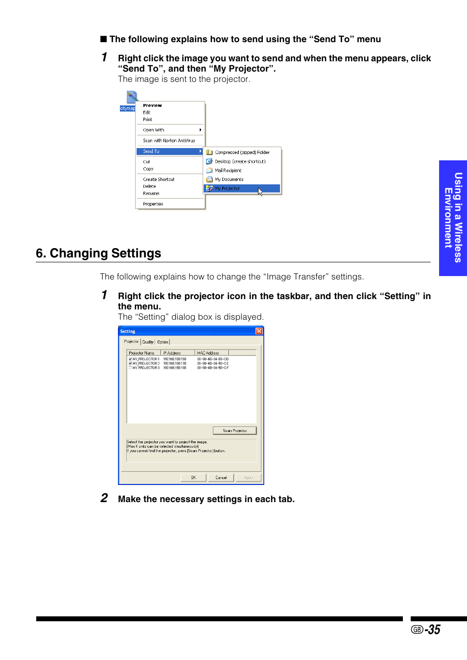 Changing settings, Changing, Settings | Key can be set to any key. for details, see | Sharp PG-M25X User Manual | Page 35 / 62