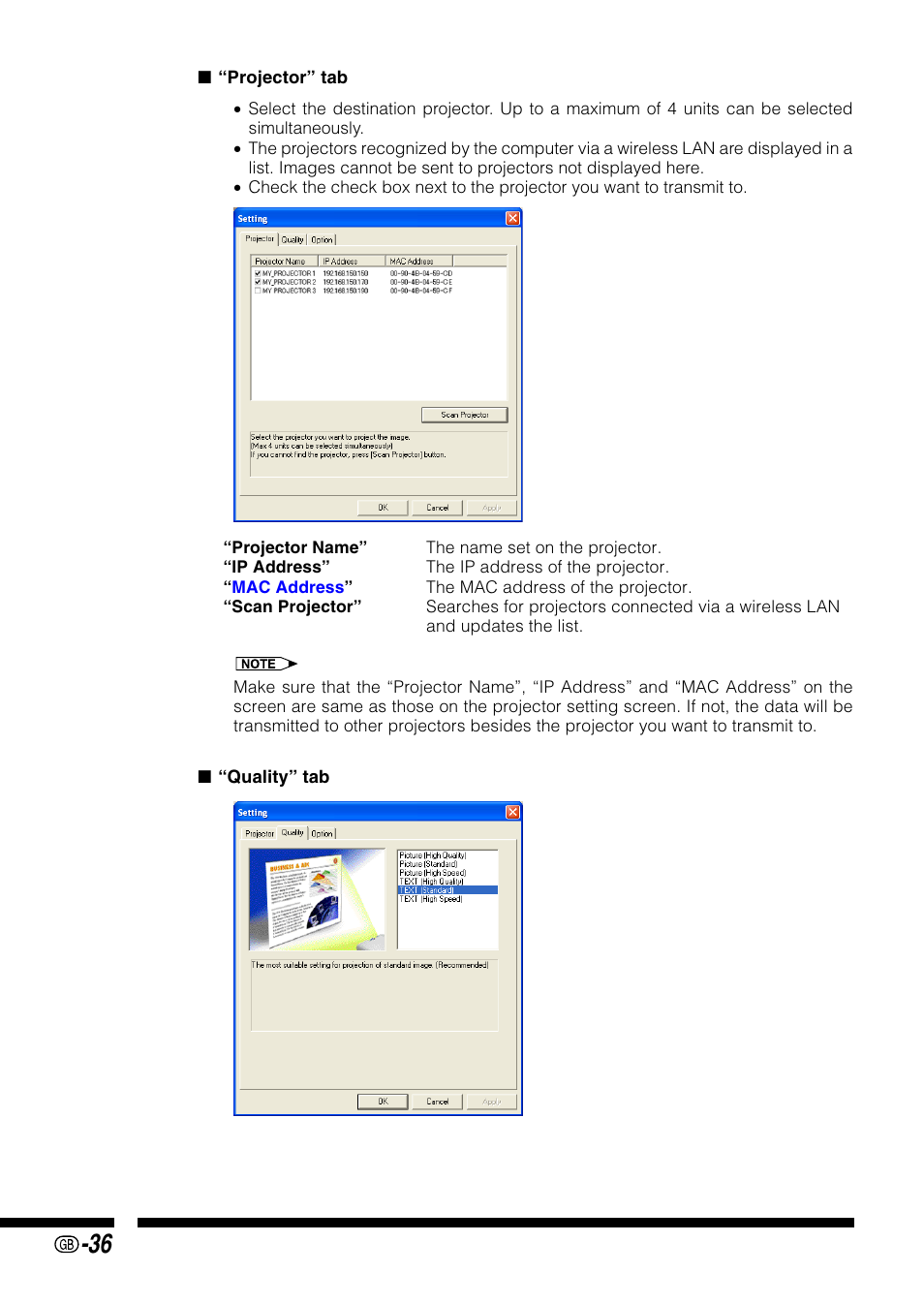 Sharp PG-M25X User Manual | Page 36 / 62