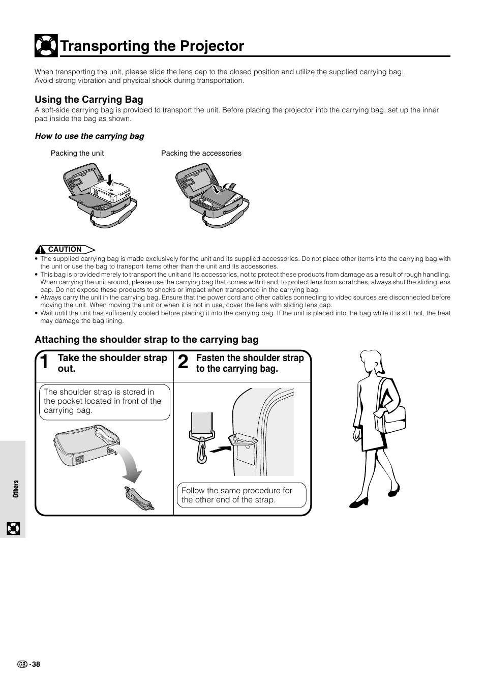 Transporting the projector | Sharp PG-M10X User Manual | Page 40 / 49
