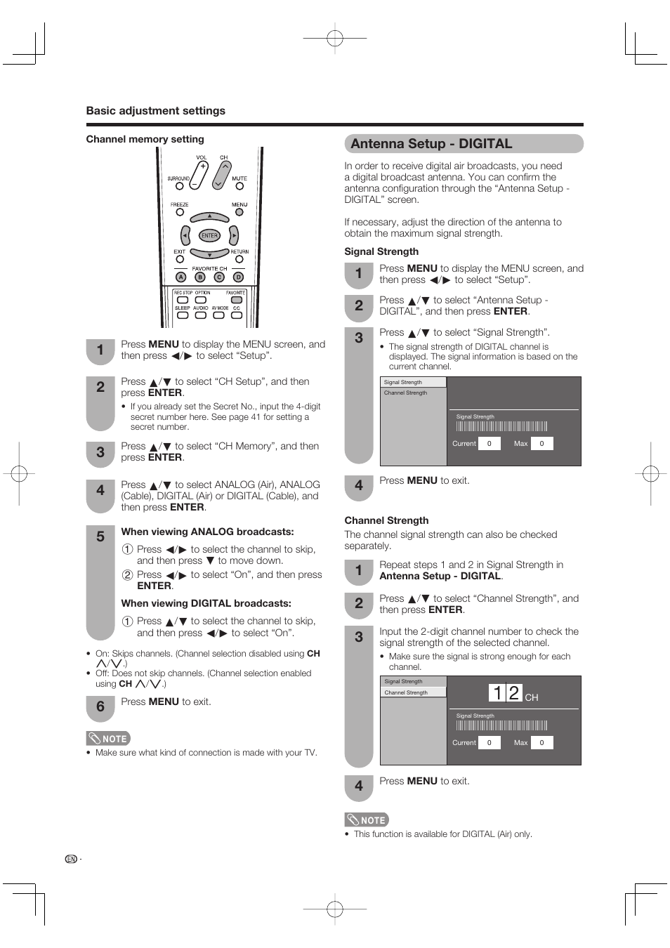 Antenna setup - digital | Sharp Aquos LC 65D64U User Manual | Page 26 / 70