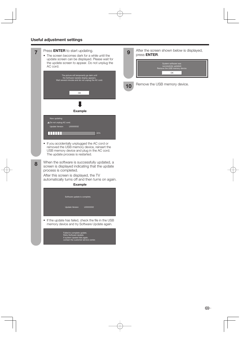 Useful adjustment settings | Sharp Aquos LC 65D64U User Manual | Page 51 / 70