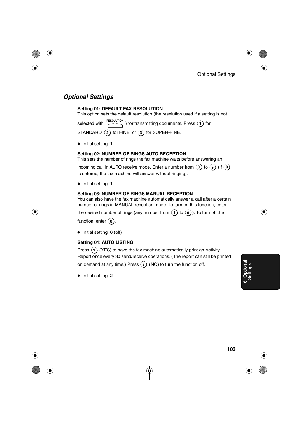 Optional settings | Sharp FO-4400 User Manual | Page 105 / 140