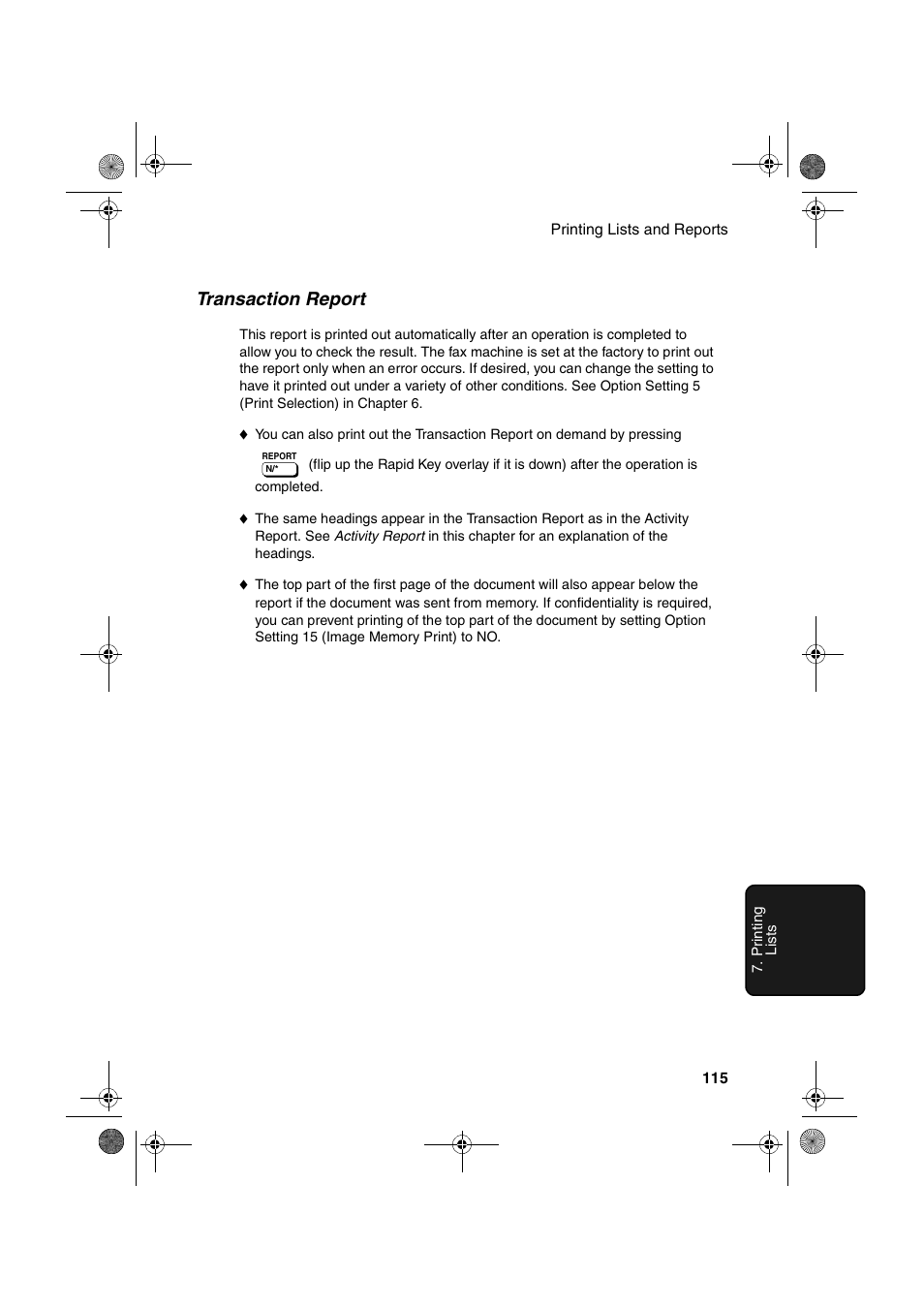 Transaction report | Sharp FO-4400 User Manual | Page 117 / 140