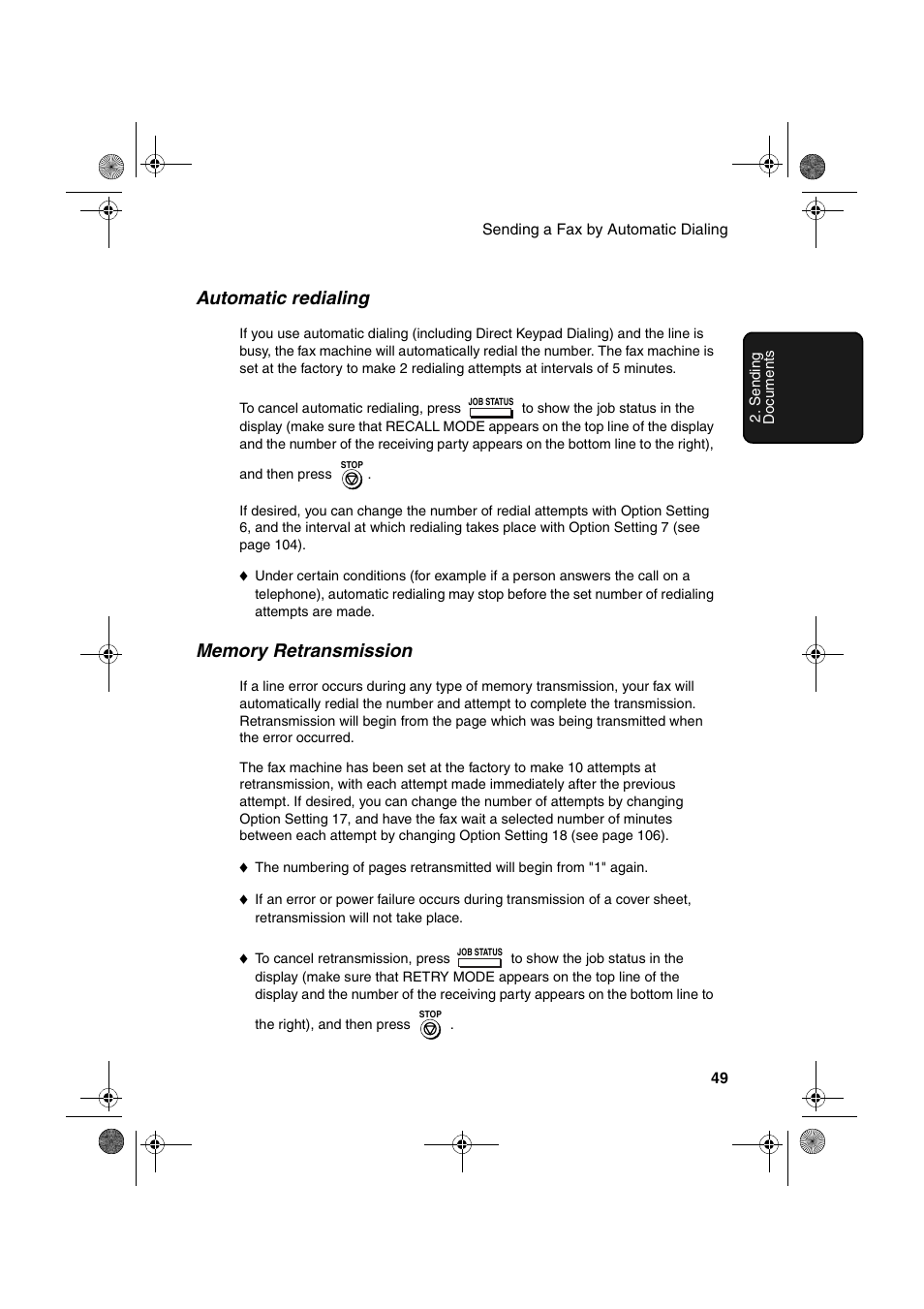 Automatic redialing | Sharp FO-4400 User Manual | Page 51 / 140