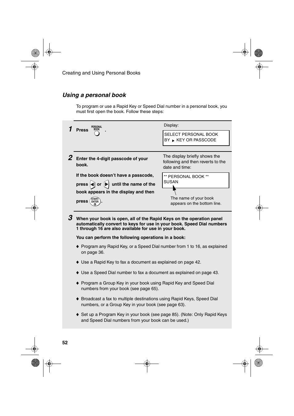 Using a personal book | Sharp FO-4400 User Manual | Page 54 / 140