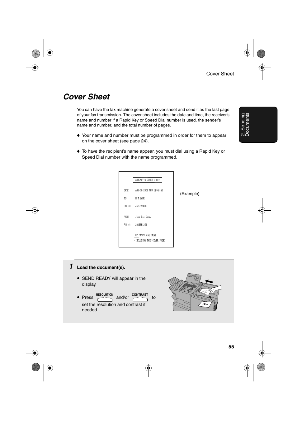 Cover sheet | Sharp FO-4400 User Manual | Page 57 / 140