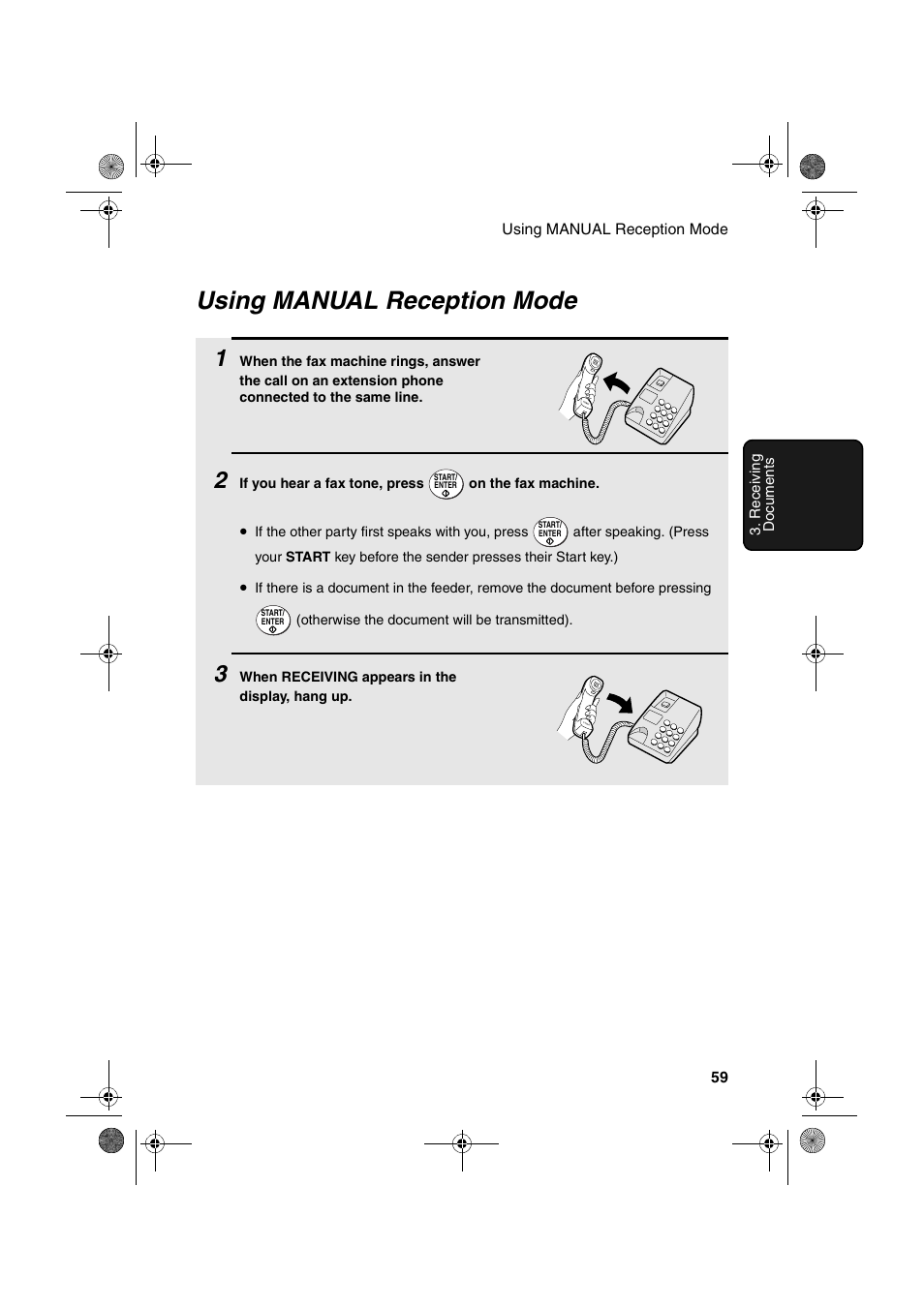 Using manual reception mode | Sharp FO-4400 User Manual | Page 61 / 140