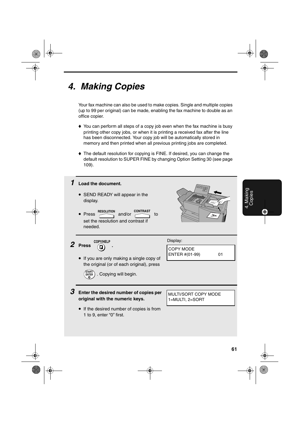 Making copies | Sharp FO-4400 User Manual | Page 63 / 140