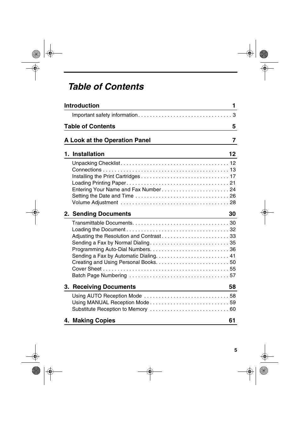 Sharp FO-4400 User Manual | Page 7 / 140