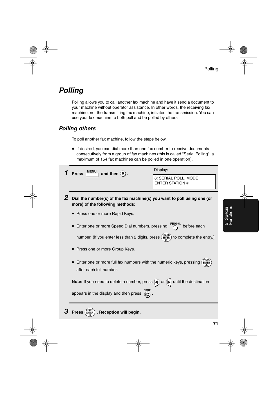 Polling, Polling others | Sharp FO-4400 User Manual | Page 73 / 140