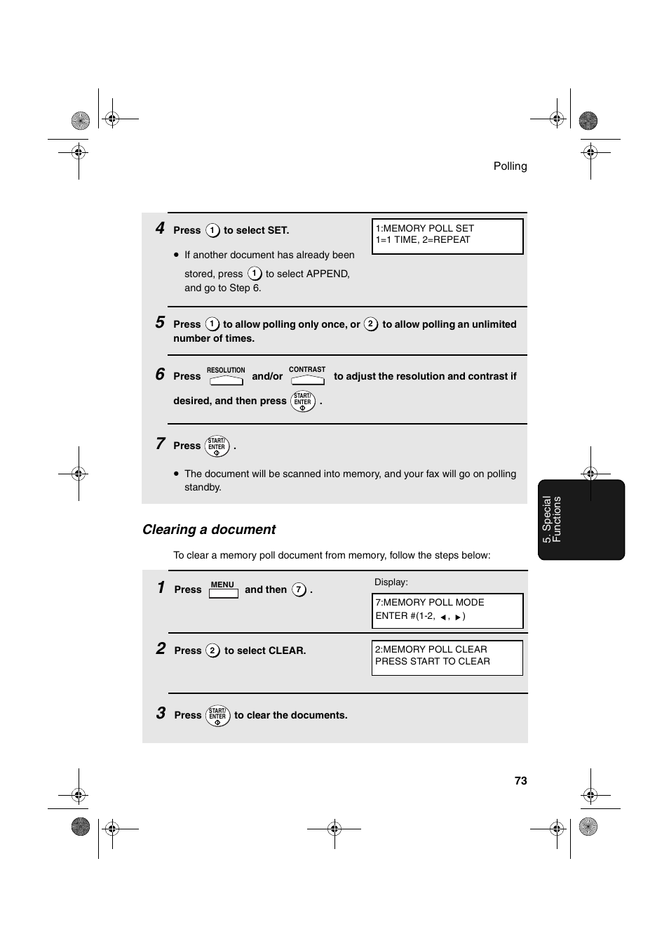 Clearing a document | Sharp FO-4400 User Manual | Page 75 / 140