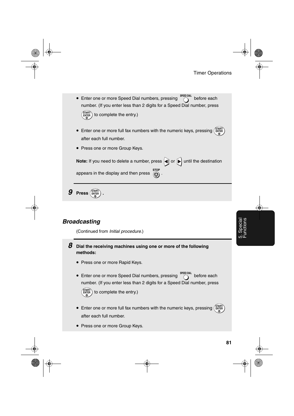 Broadcasting | Sharp FO-4400 User Manual | Page 83 / 140