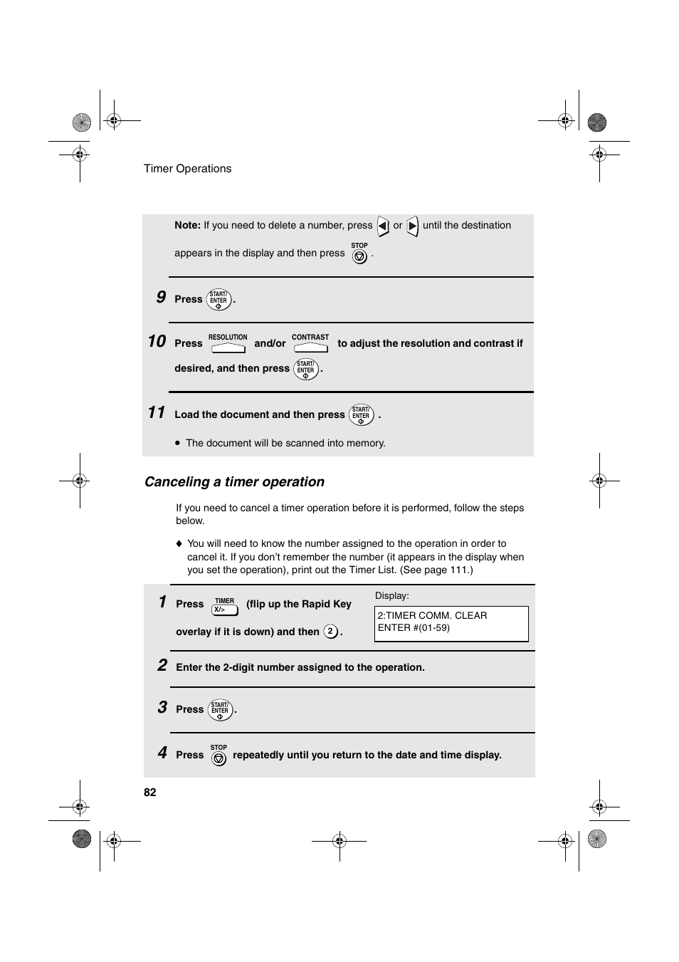 Canceling a timer operation | Sharp FO-4400 User Manual | Page 84 / 140