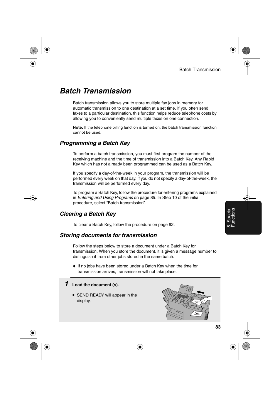 Batch transmission | Sharp FO-4400 User Manual | Page 85 / 140