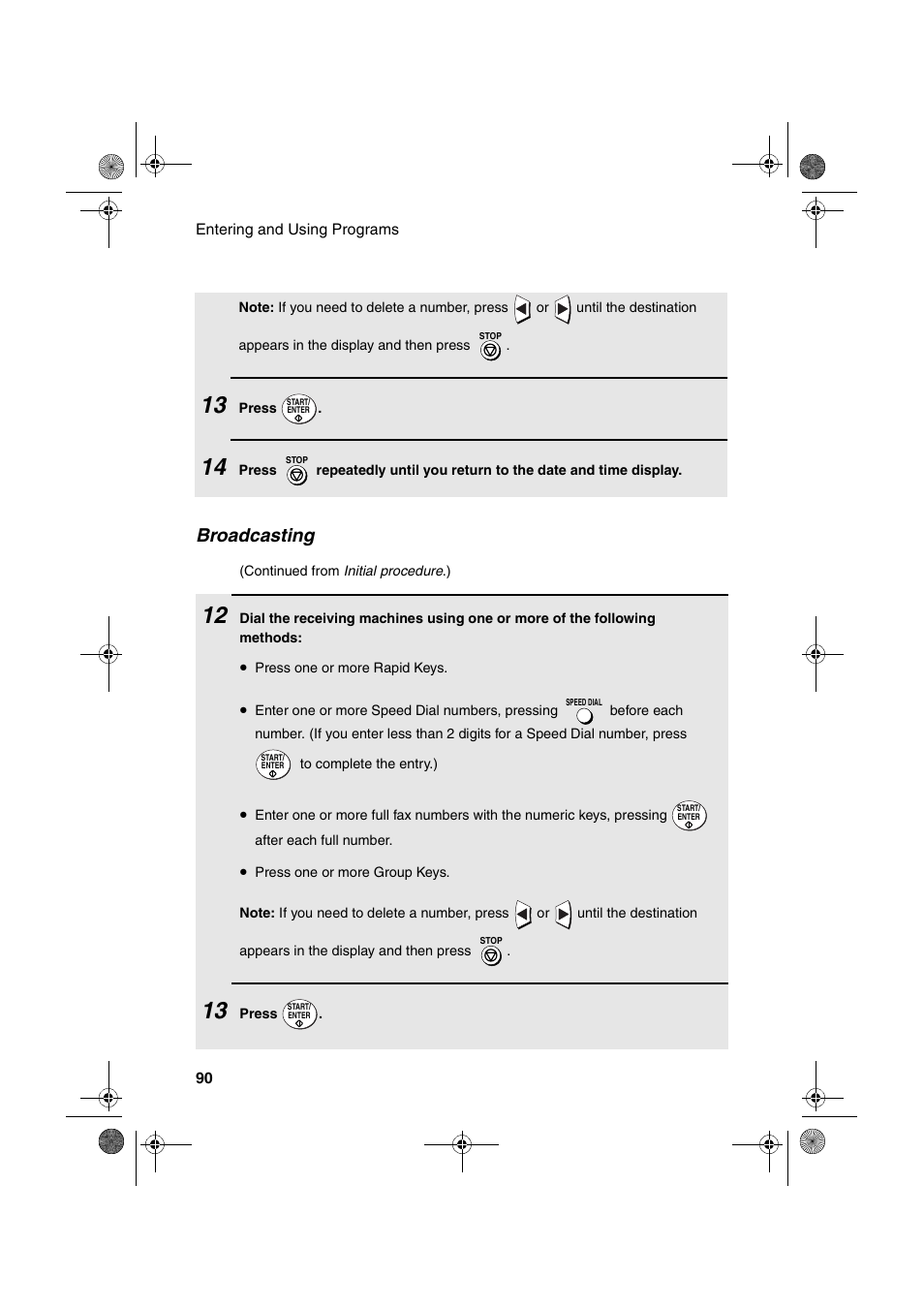 Broadcasting | Sharp FO-4400 User Manual | Page 92 / 140