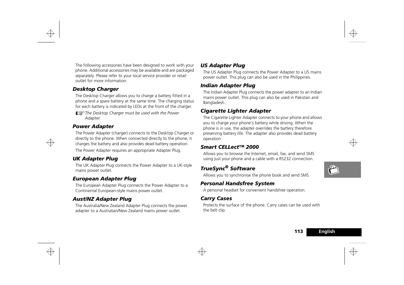 Accessories | Motorola Timeport 250 User Manual | Page 117 / 128