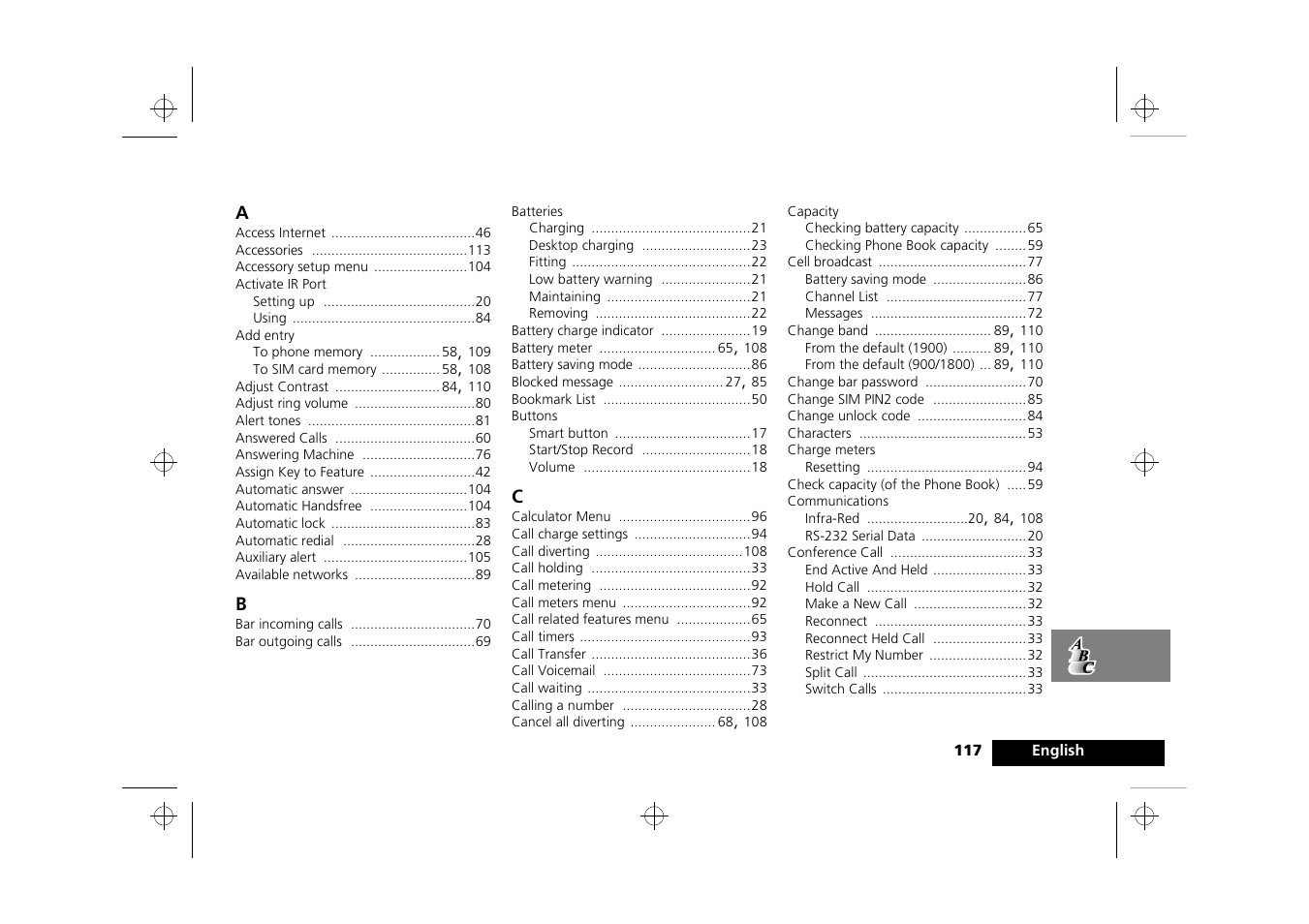 Index | Motorola Timeport 250 User Manual | Page 121 / 128