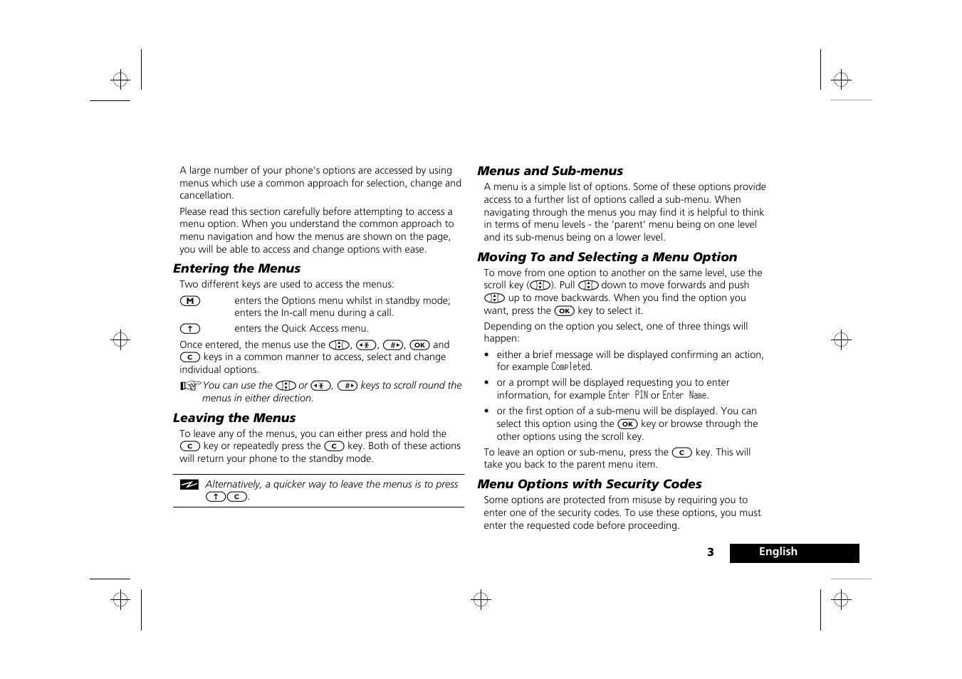 Menu navigation | Motorola Timeport 250 User Manual | Page 7 / 128