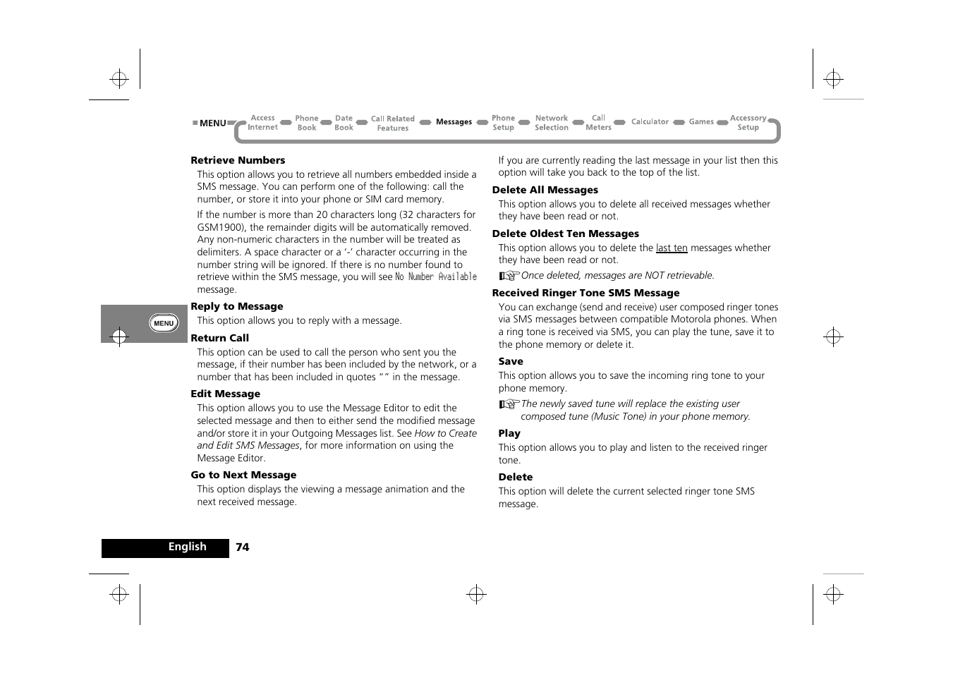 Motorola Timeport 250 User Manual | Page 78 / 128