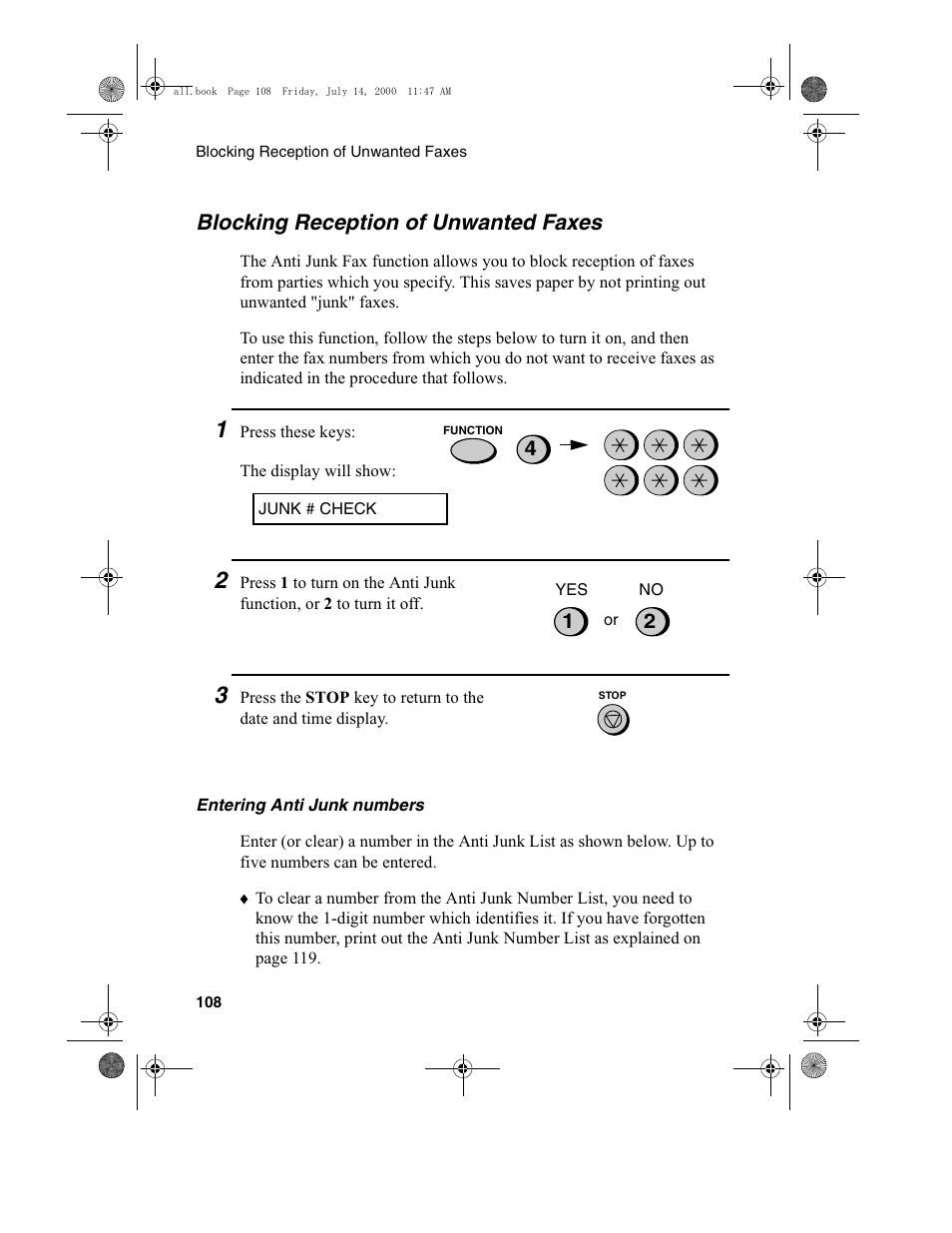 Blocking reception of unwanted faxes | Sharp FO-775L User Manual | Page 110 / 156