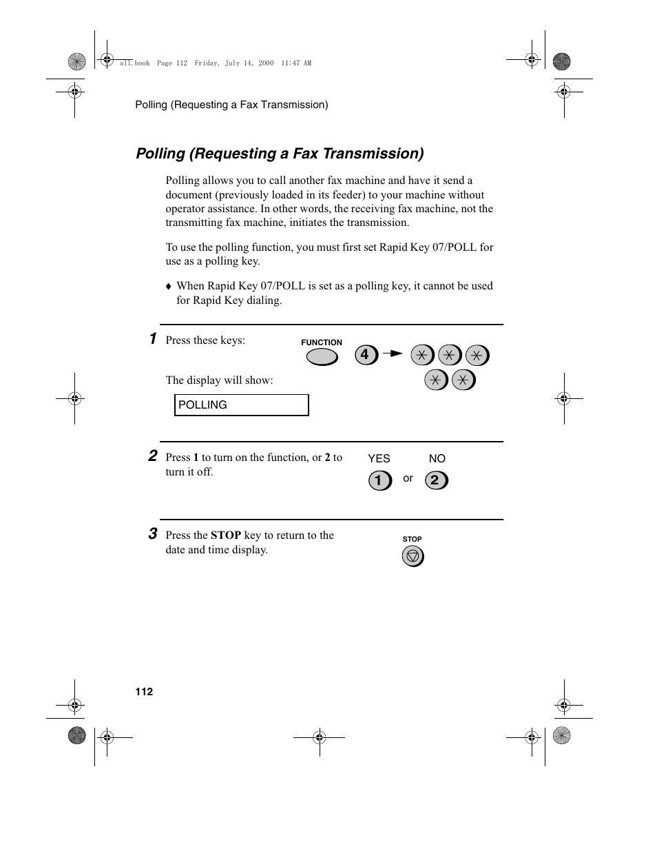 Polling (requesting a fax transmission) | Sharp FO-775L User Manual | Page 114 / 156