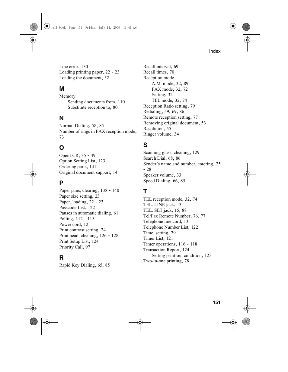 Sharp FO-775L User Manual | Page 153 / 156