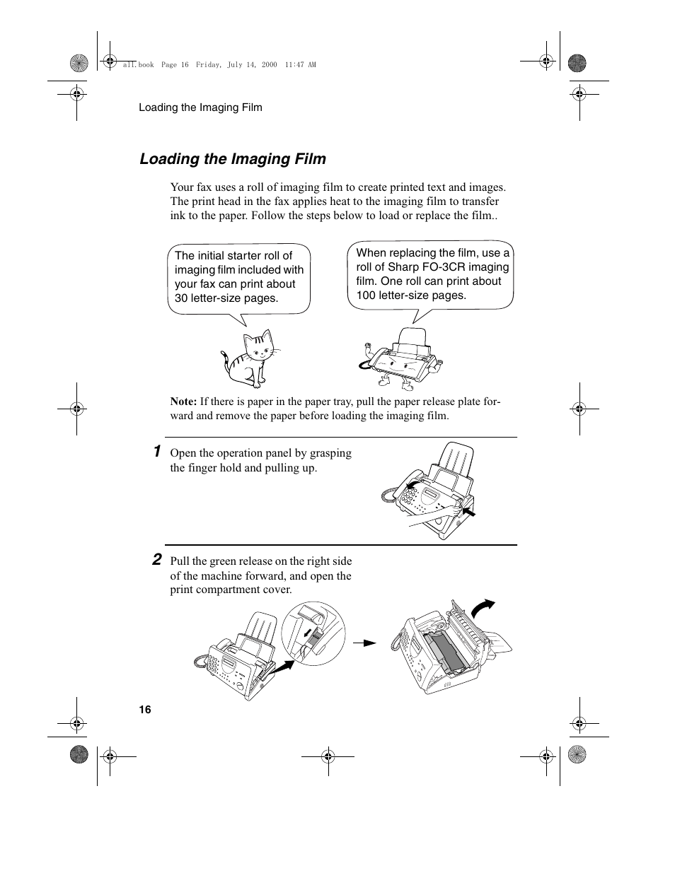 Loading the imaging film | Sharp FO-775L User Manual | Page 18 / 156