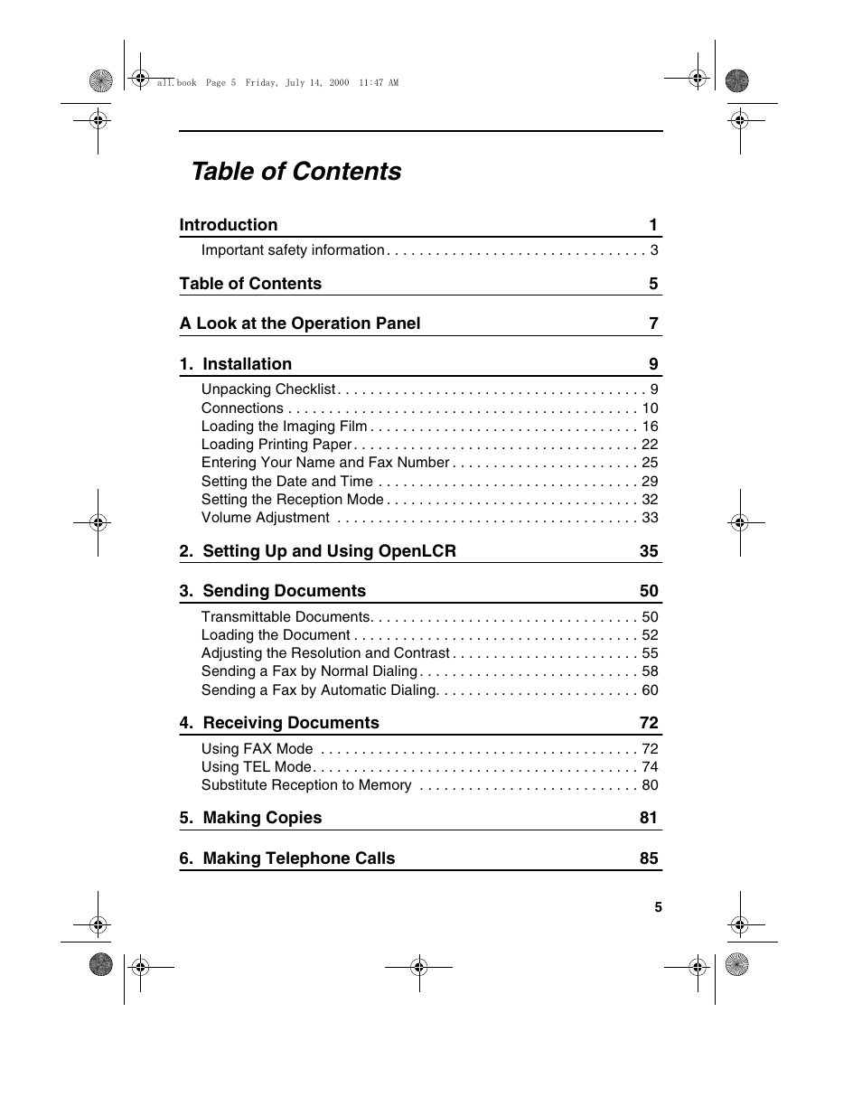 Sharp FO-775L User Manual | Page 7 / 156