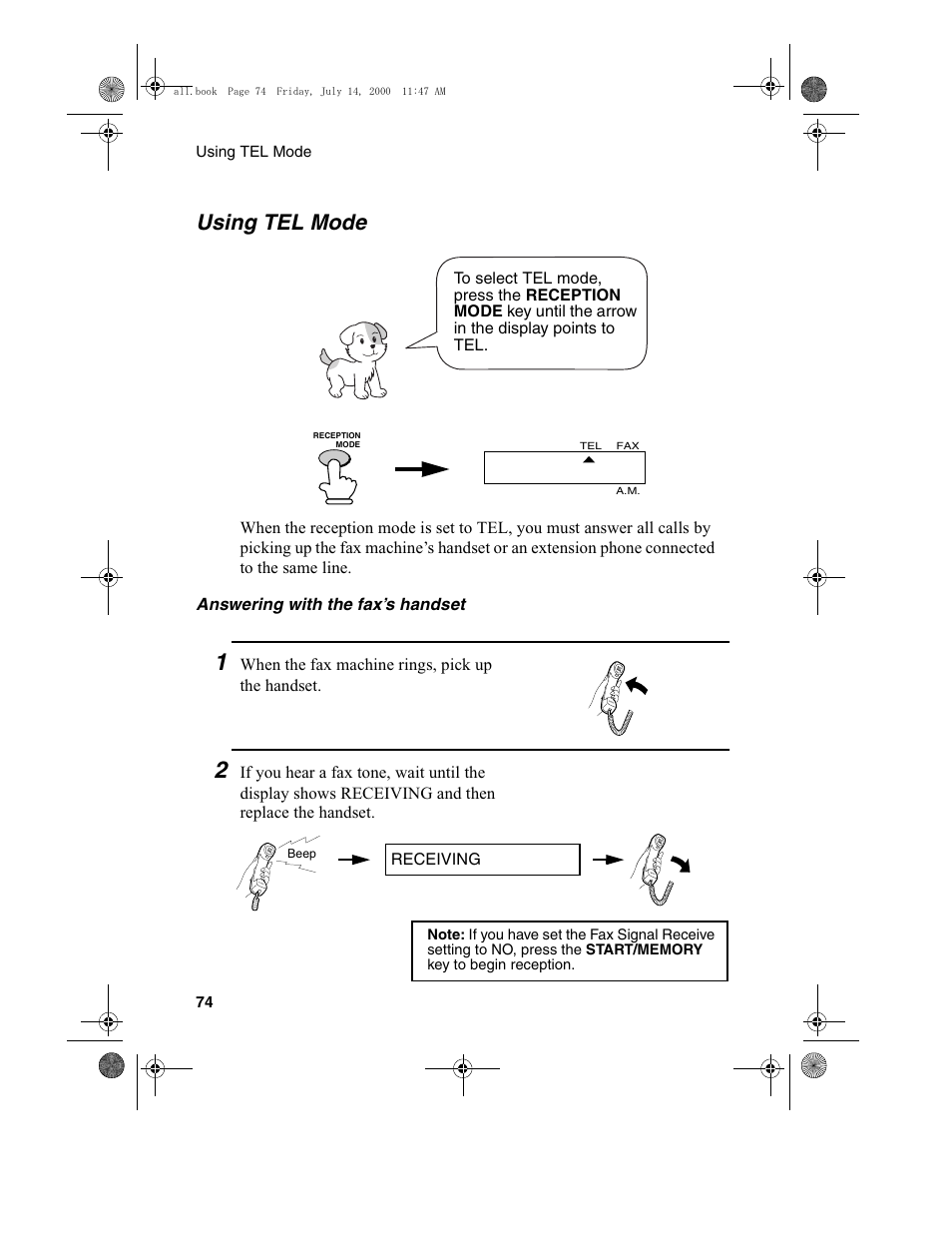 Using tel mode | Sharp FO-775L User Manual | Page 76 / 156