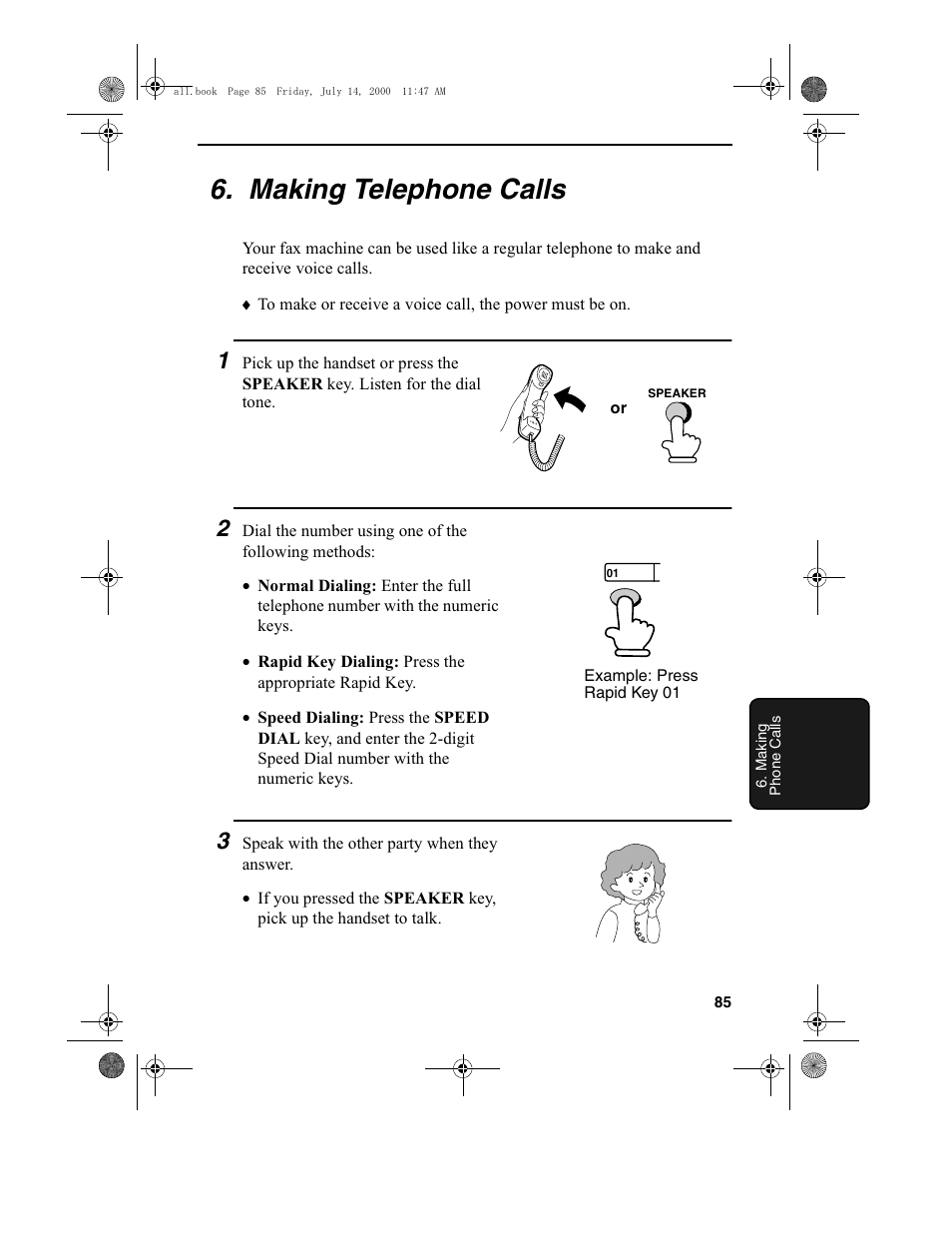 Making telephone calls | Sharp FO-775L User Manual | Page 87 / 156