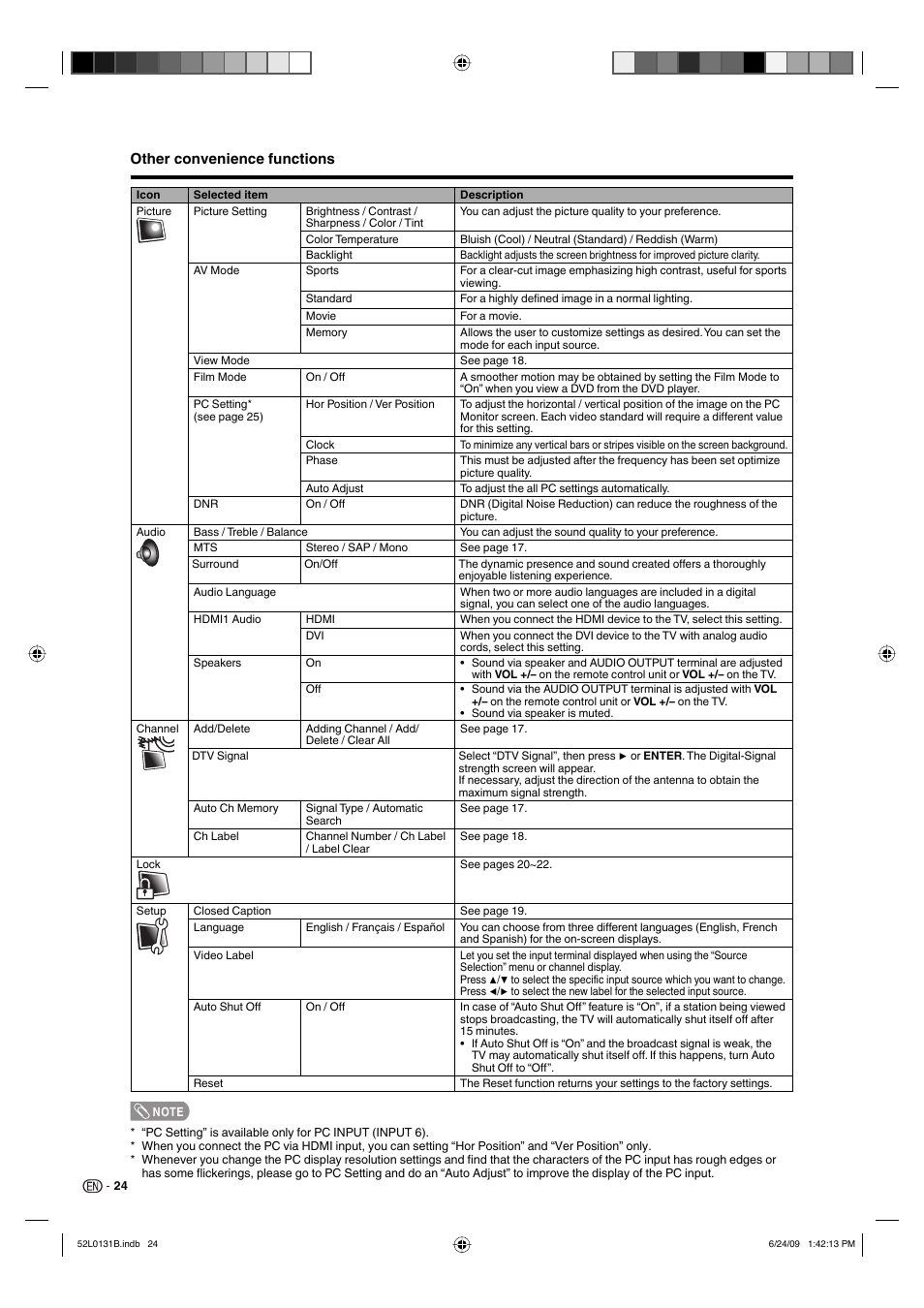 Other convenience functions | Sharp LC 26DV27UT User Manual | Page 26 / 40