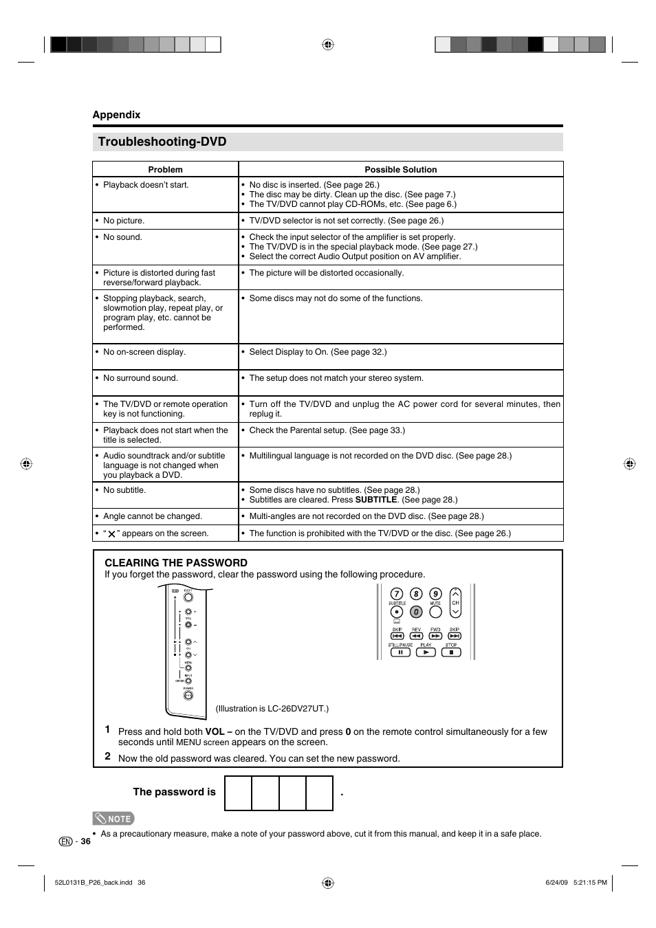 Troubleshooting-dvd | Sharp LC 26DV27UT User Manual | Page 38 / 40