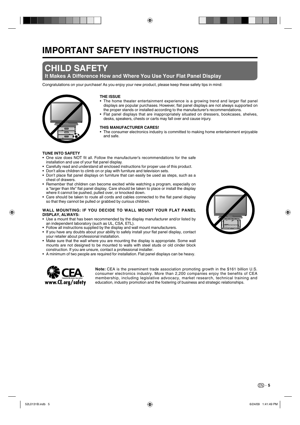 Important safety instructions, Child safety | Sharp LC 26DV27UT User Manual | Page 7 / 40