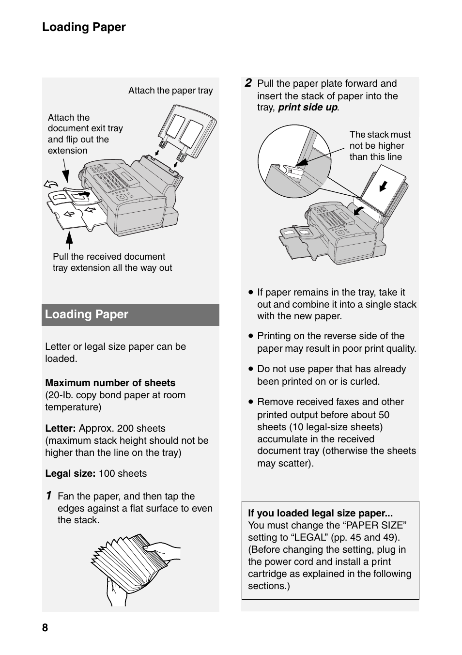 Loading paper | Sharp UX-B800SE User Manual | Page 10 / 76