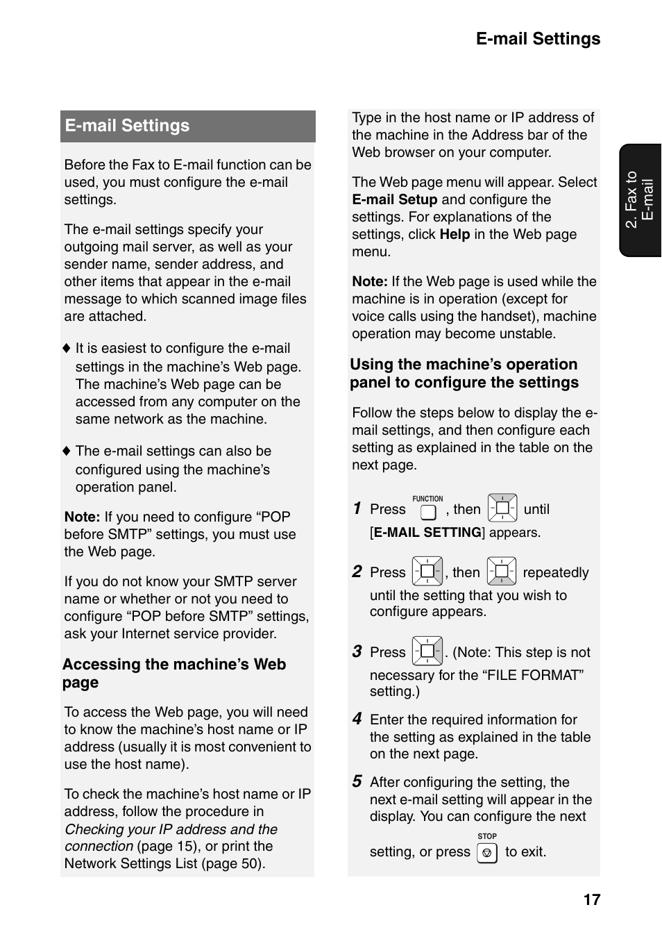 E-mail settings | Sharp UX-B800SE User Manual | Page 19 / 76