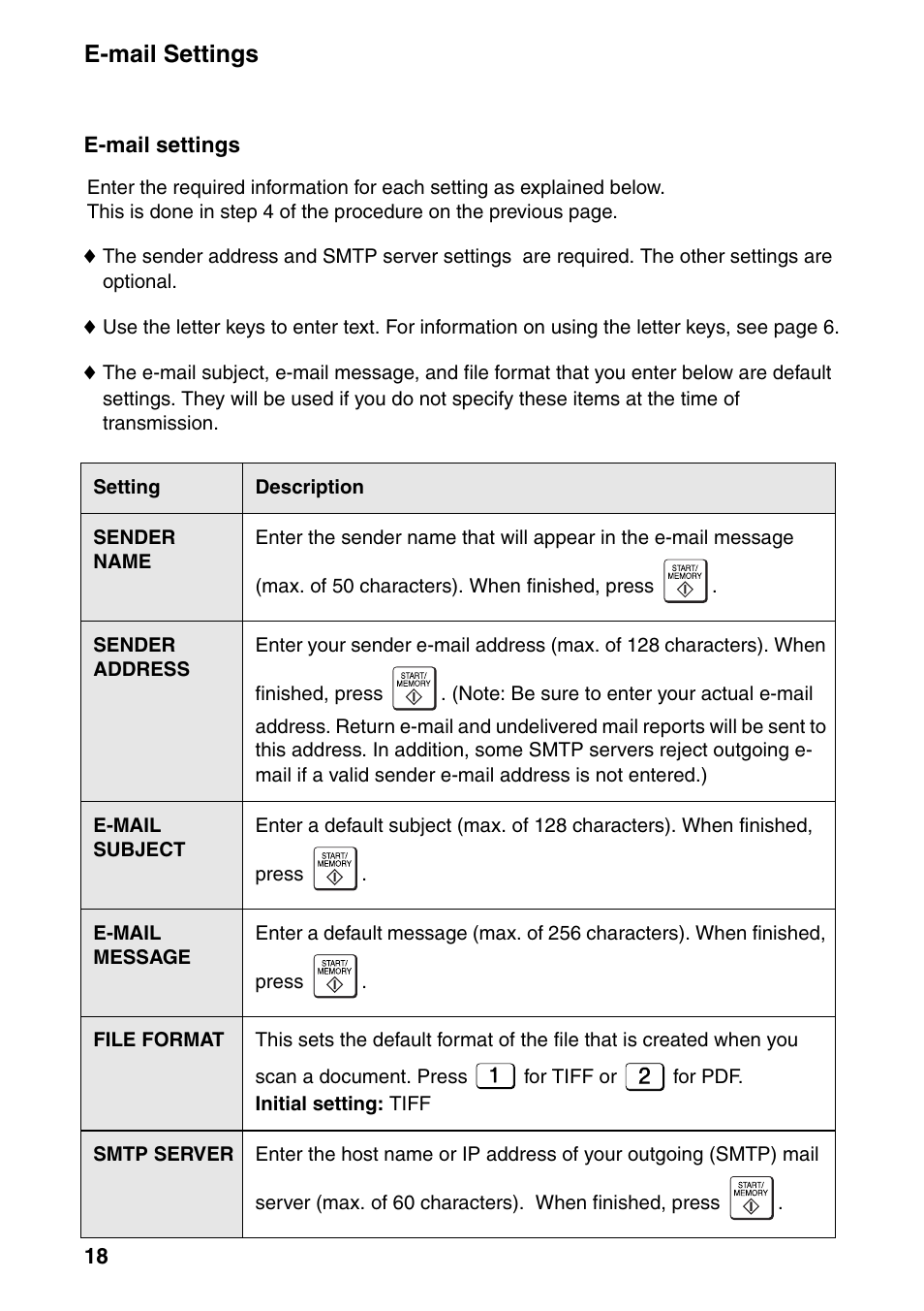E-mail settings | Sharp UX-B800SE User Manual | Page 20 / 76