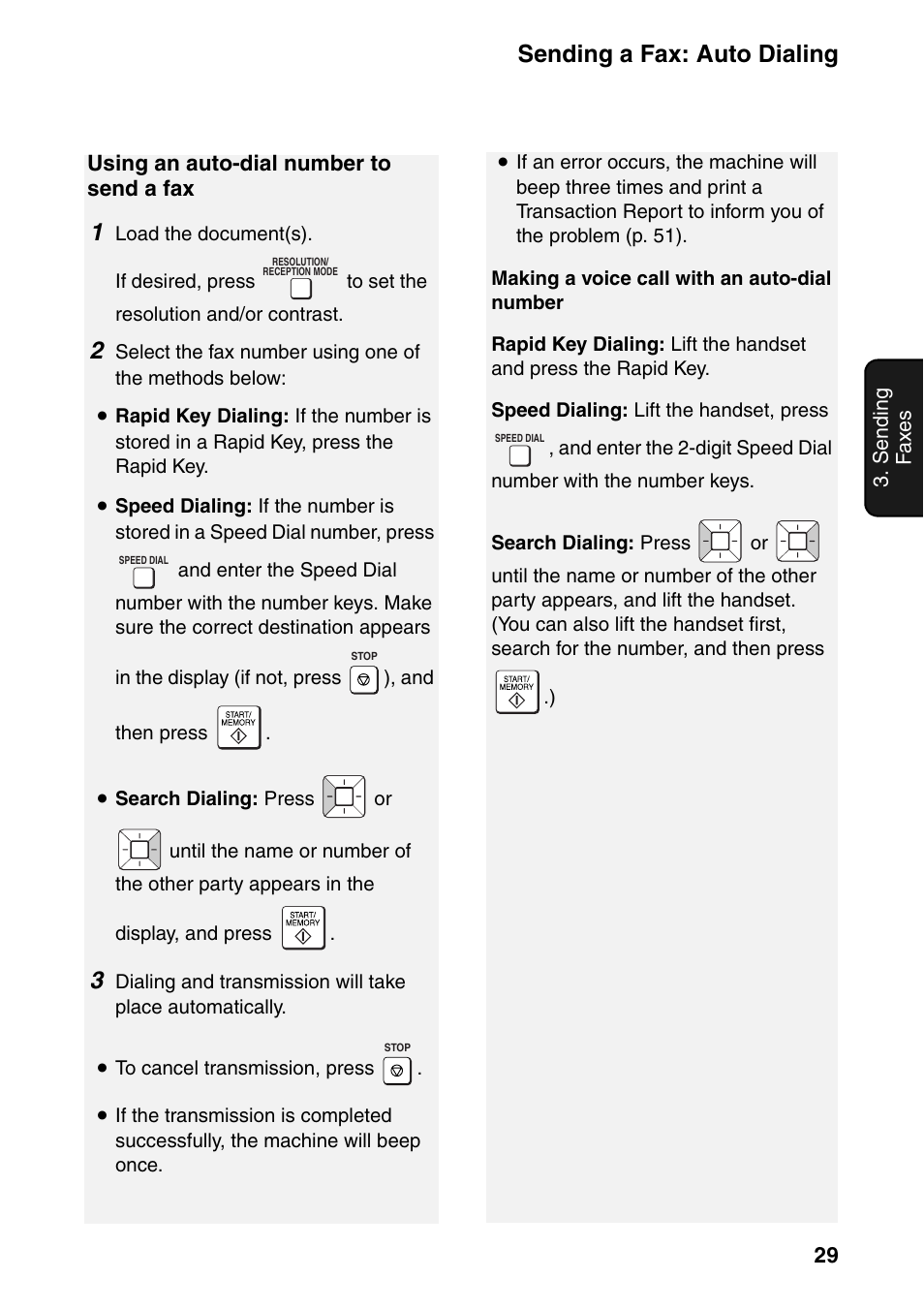 Sending a fax: auto dialing | Sharp UX-B800SE User Manual | Page 31 / 76