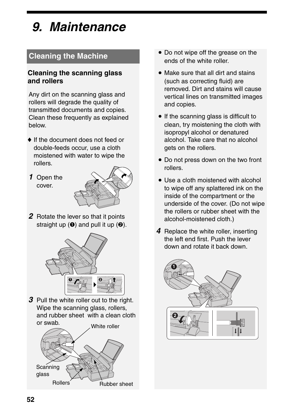 Maintenance, Cleaning the machine | Sharp UX-B800SE User Manual | Page 54 / 76